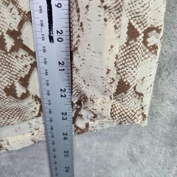 Womens Calvin Klein Jeans Brown & Beige Snake Print Blouse V-Neck 3/4 Sleeves S - Picture 6 of 7